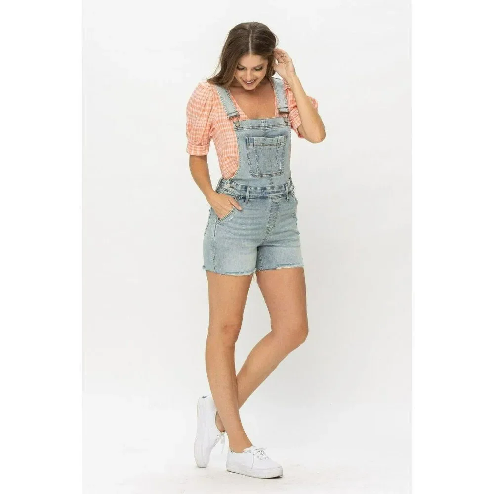Judy Blue The Daisy Distressed Denim Overall Shorts S-XL New 15210 - Picture 8 of 13